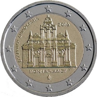 pièce 2 euros 2016 Grèce commémorative monastère d'Arkadi
