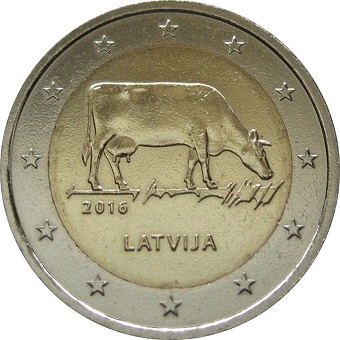 2 euros 2016 Lettonie commémorative industrie laitière