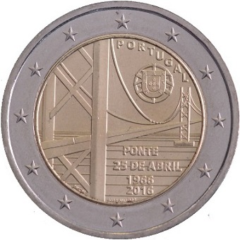 2 euros commémorative 2016 Portugal Pont du 25 avril