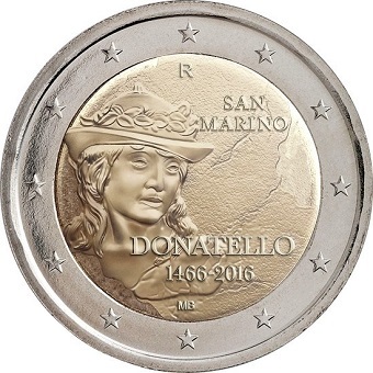 pièce 2 euros commémorative 2016 Saint-Marin Donatello