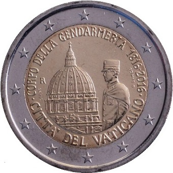 2 euros commémorative 2016 Vatican 200ème anniversaire de la gendarmerie