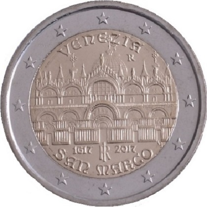 pièce 2 euros 2017 Italie commémorative basilique San Marco de Venise