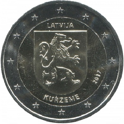 pièce 2 euros commémorative 2017 Lettonie region Kurzeme