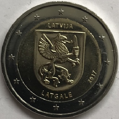 pièce 2 euros commémorative 2017 Lettonie région de Latgale