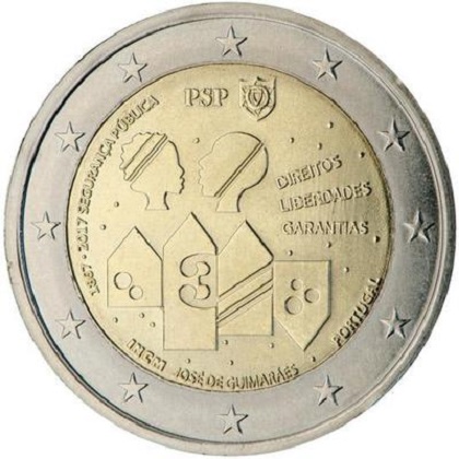 pièce 2 euros commémorative Portugal 2017 150ème anniversaire de la fondation de la police