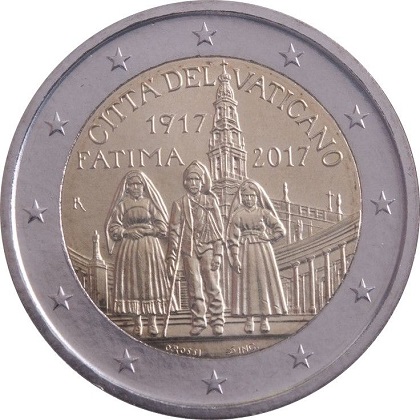pièce de 2 euros commémorative Vatican 2017 100ème anniversaire des apparitions de Fatima
