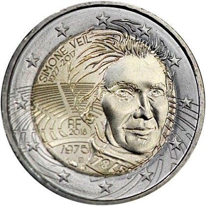 pièce 2 euros 2018 France commémorative Simone Veil