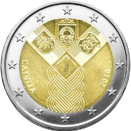 2 euro commémorative 2018 Lettonie pour le centenaire de la fondation des états baltes indépendants