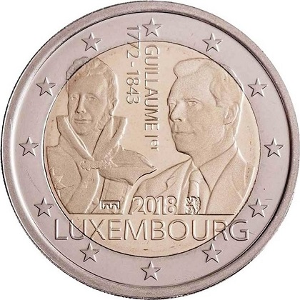 2 euros commémorative 2018 Luxembourg le 175e anniversaire de la mort du grand-duc Guillaume Ier