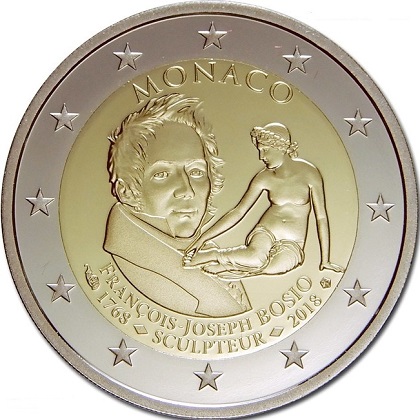 pièce 2 euros 2018 Monaco commémorative 250ème anniversaire François-Joseph Bosio