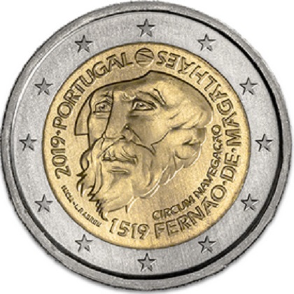 2 euro 2019 commémorative Portugal les 500 ans de la circumnavigation de la route de Magellan