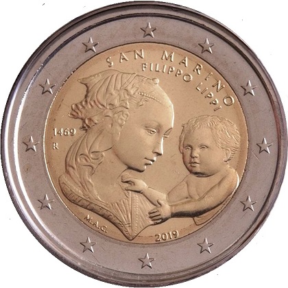 2  euro commémorative 2019 Saint-Marin 550ème anniversaire de la mort de Filippo Lippi