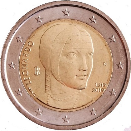2 euro commémorative 2019 Italie le 500e anniversaire de la mort de Léonard de Vinci