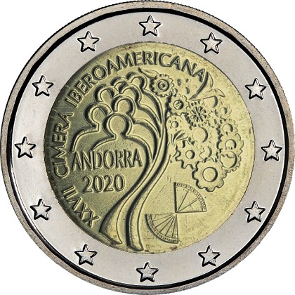 2 € euro commémorative de la Principauté d'Andorre 2020 sera consacrée au XXVIIe sommet ibéro-américain d'Andorre