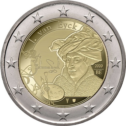 2 euro commémorative 2020 Belgique Jan Van Eyck, un peintre flamand