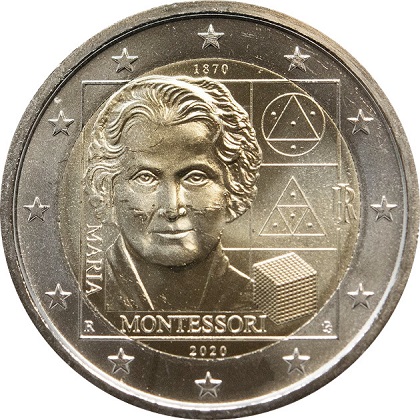 2 € euro commémorative 2020 Italie pour le 150ème anniversaire de la naissance de Maria Montessori