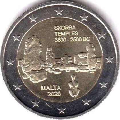 2 € euro commémorative 2020 Malte les Temples de Skorba
