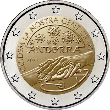 2 € euro commémorative Principauté d'Andorre 2021, prenons soin de nos aînés