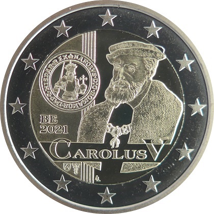 2 € euro commémorative 2021 Belgique  Carolus V