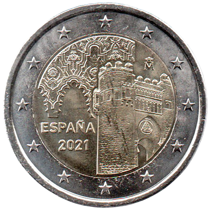 2 € euro commémorative 2021 Espagne dédiée à la ville historique de Tolède.