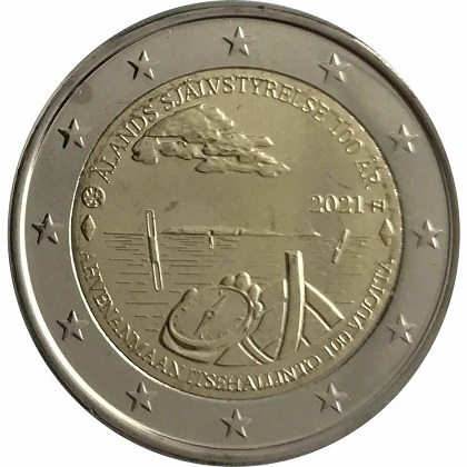 2€ euro commémorative 2021 Finlande pour les 100 années d'autonomie gouvernementale dans les îles Åland