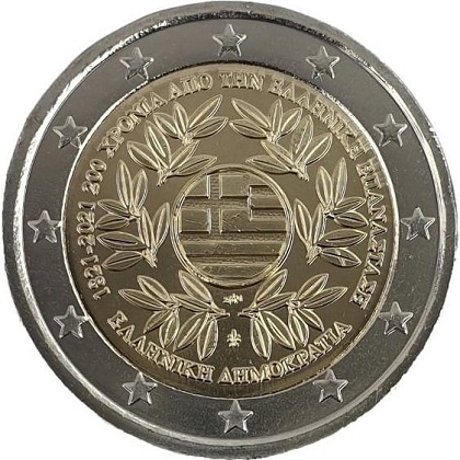 2 € commémorative 2021 Grèce pour les 200 ans de la Révolution grecque.