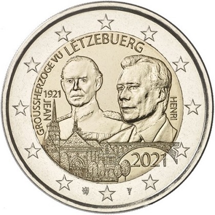 2 € euro commémorative 2021 Luxembourg pour le centenaire de la naissance du Grand-Duc Jean