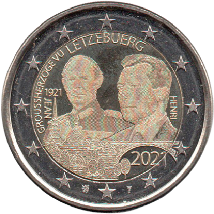 2 € euro commémorative 2021 Luxembourg pour le centenaire de la naissance du Grand-Duc Jean. photo