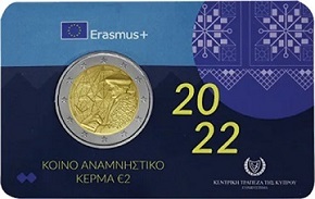 2 € euro commémorative 2022 Chypre Erasmus BU