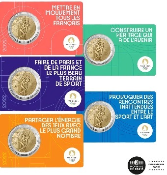 2 € commémorative 2022 France pour les jeux Olympiques d'été Paris 2024 lesb coincards