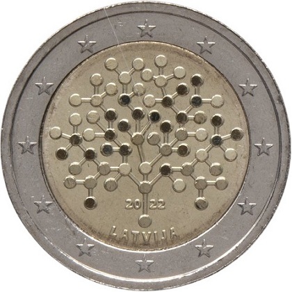 2 € euro commémorative Lettonie 2022 pour les 100 ans de la création de la Banque de Lettonie