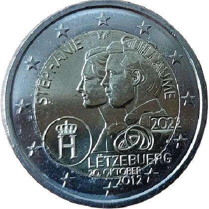 2 € euro commémorative 2022 Luxembourg pour le 10e anniversaire de mariage