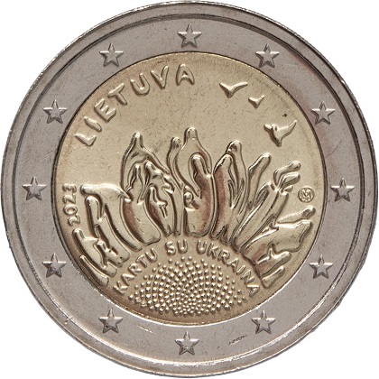 2 € commémorative 2023 Lituanie Ensemble avec l'Ukraine