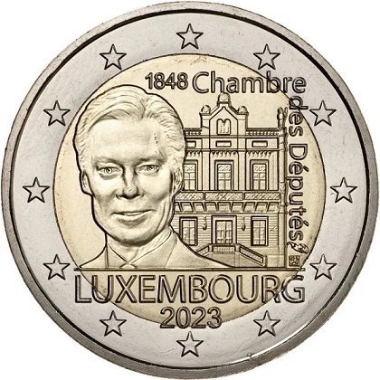 2 € commémorative 2023 Luxembourg pour le 175e Anniversaire de la Chambre des députés et de la Première Constitution
