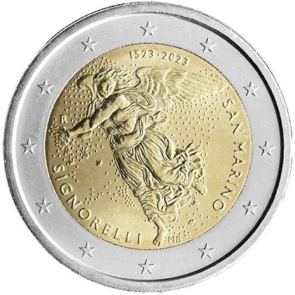 2 € commémorative 2023 Saint-Marin pour le 500e anniversaire de la mort de Luca Signorelli.