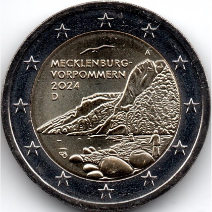 2 € commémorative 2024 Allemagne dédiée à l'État du Mecklembourg-Poméranie-Occidentale.
