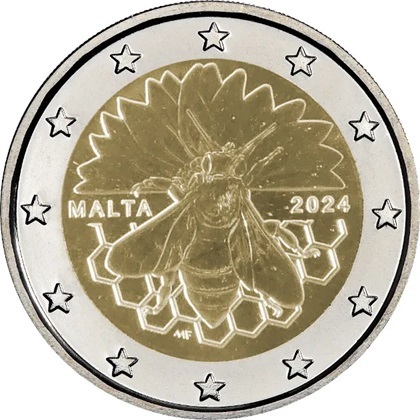 2 € euro commémorative 2024 Malte pour commémorer l'abeille maltaise