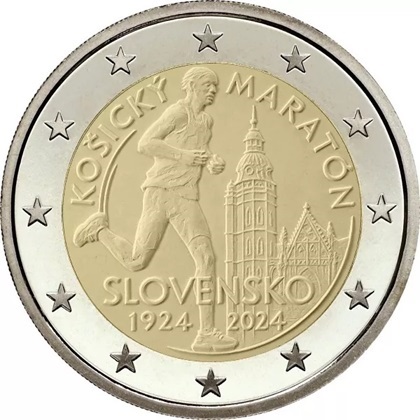 2 € commémorative 2024 Slovaquie pour les 100 ans du marathon international de Košice