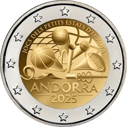 2 euro commémorative 2025 Principauté d'Andorre dédiée aux Jeux des Petits États Européens