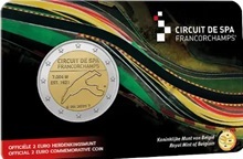 2 euro commémorative 2025 Belgique consacrée au circuit de Spa-Francorchamps coincard bu nl