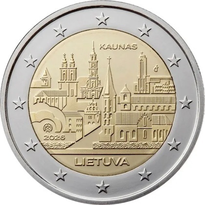 2 euro commémorative 2026 Lituanie pour célébrer la ville de Kaunas