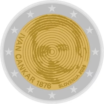 2 euro commémorative 2026 Slovénie pour le 150e anniversaire de la naissance d'Ivan Cankar