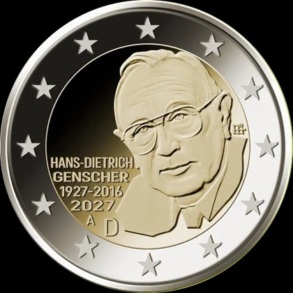 2 euro commémorative 2027 Allemagne dédiée à Hans-Dietrich Genscher