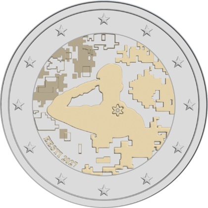 2 euro commémorative 2027 Estonie qui a pour thème les Vétérans des Forces de défense estoniennes