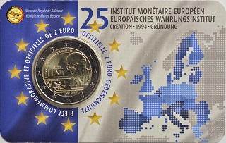 2 euro commémorative 2019 Belgique pour le 25ème anniversaire de l'institut monéraire européen