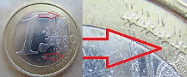 1 euro fauté étoiles doublées