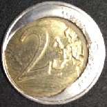 2 euros fautés coeur déformé